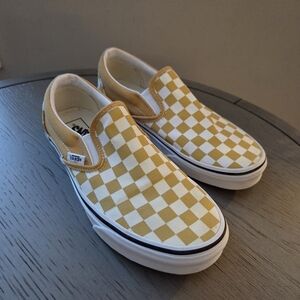 Vans Unisex Yellow Checkered Slip-On Shoes
